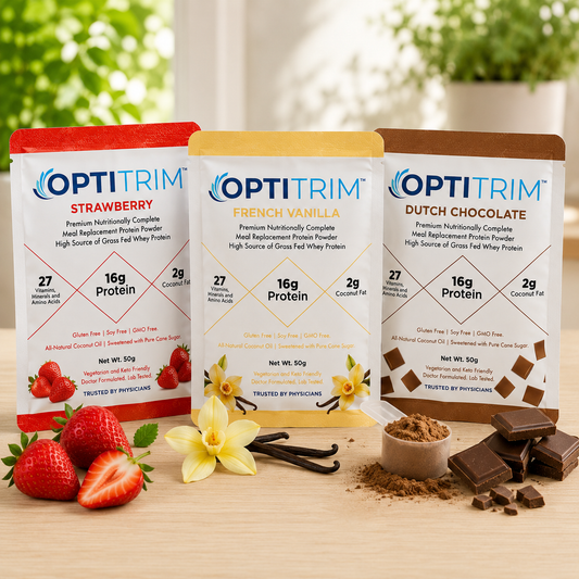 Optitrim 16 g pouches - Strawberry, French Vanilla and Dutch Chocolate